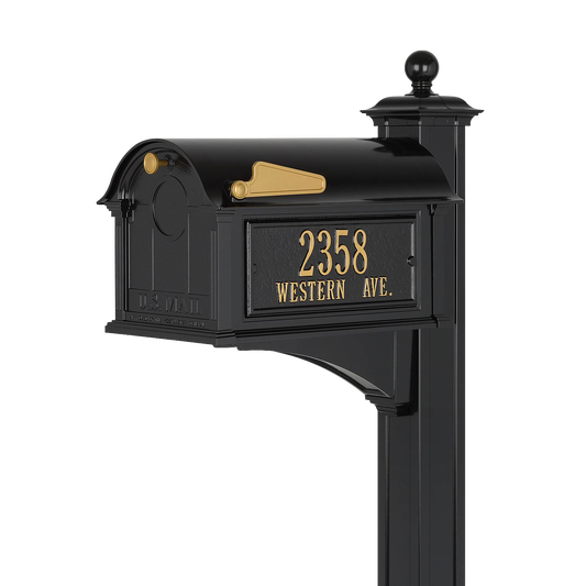 Whitehall Custom Balmoral Mailbox - Black/Gold