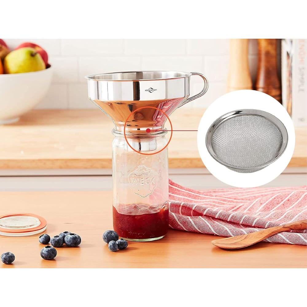 Stainless Steel Funnel with Removable Mesh Filter