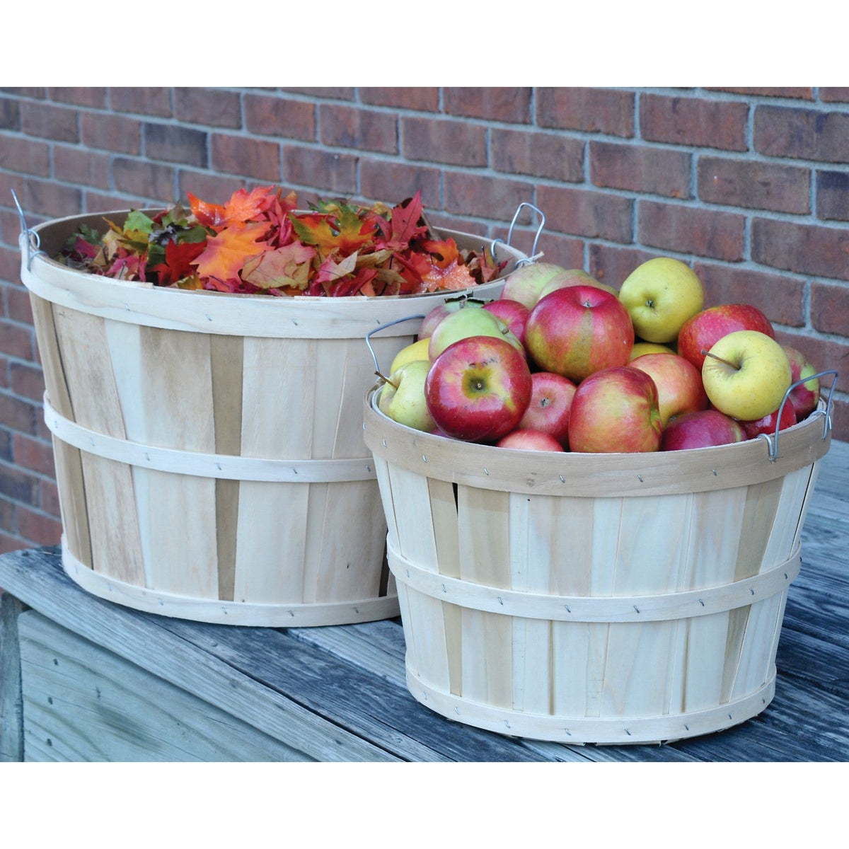 Old-Time Poplar Half and Full Bushel Basket Set