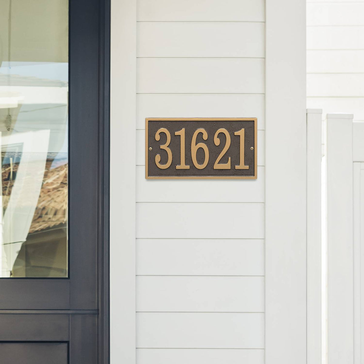 Whitehall Custom Address Plaque - Bronze/Gold Rectangle