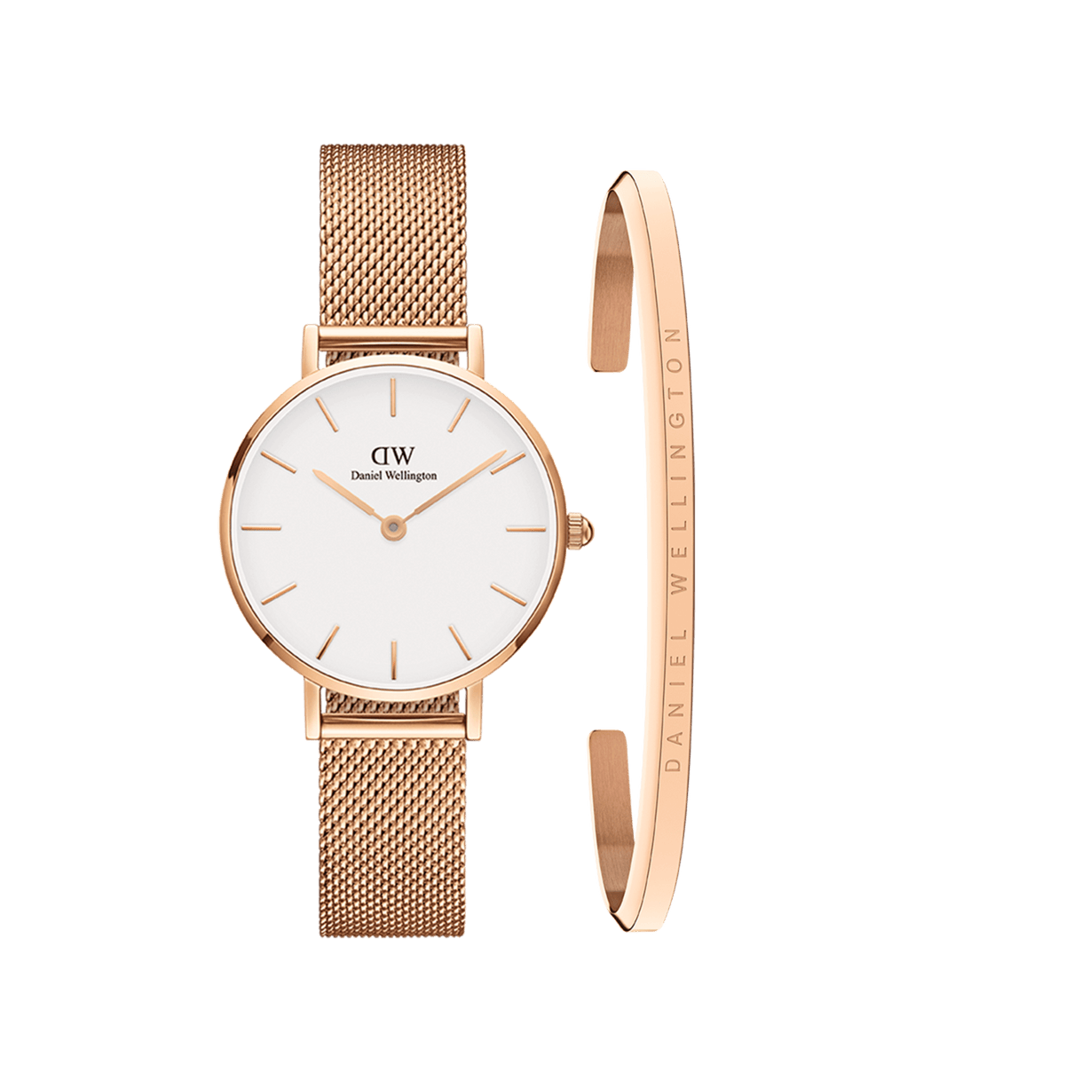Classic Bracelet Rose Gold + 
Petite Melrose Eggshell White Rose Gold