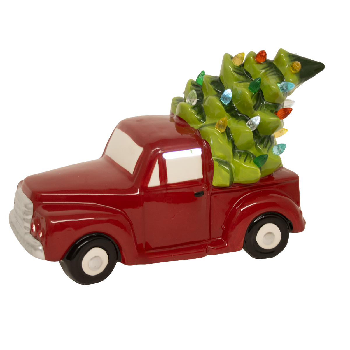 Light-Up Red Truck with Christmas Tree