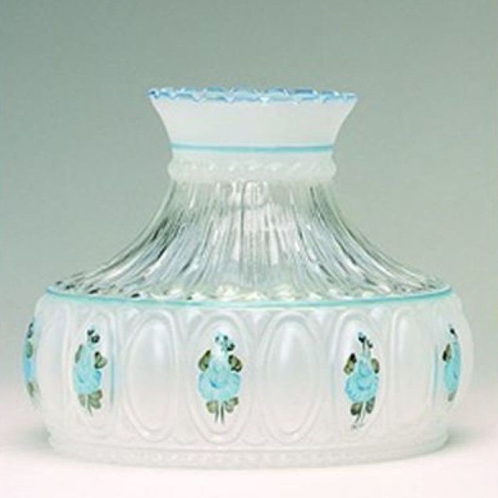 Aladdin Blue Rose Glass Oil Lamp Shade