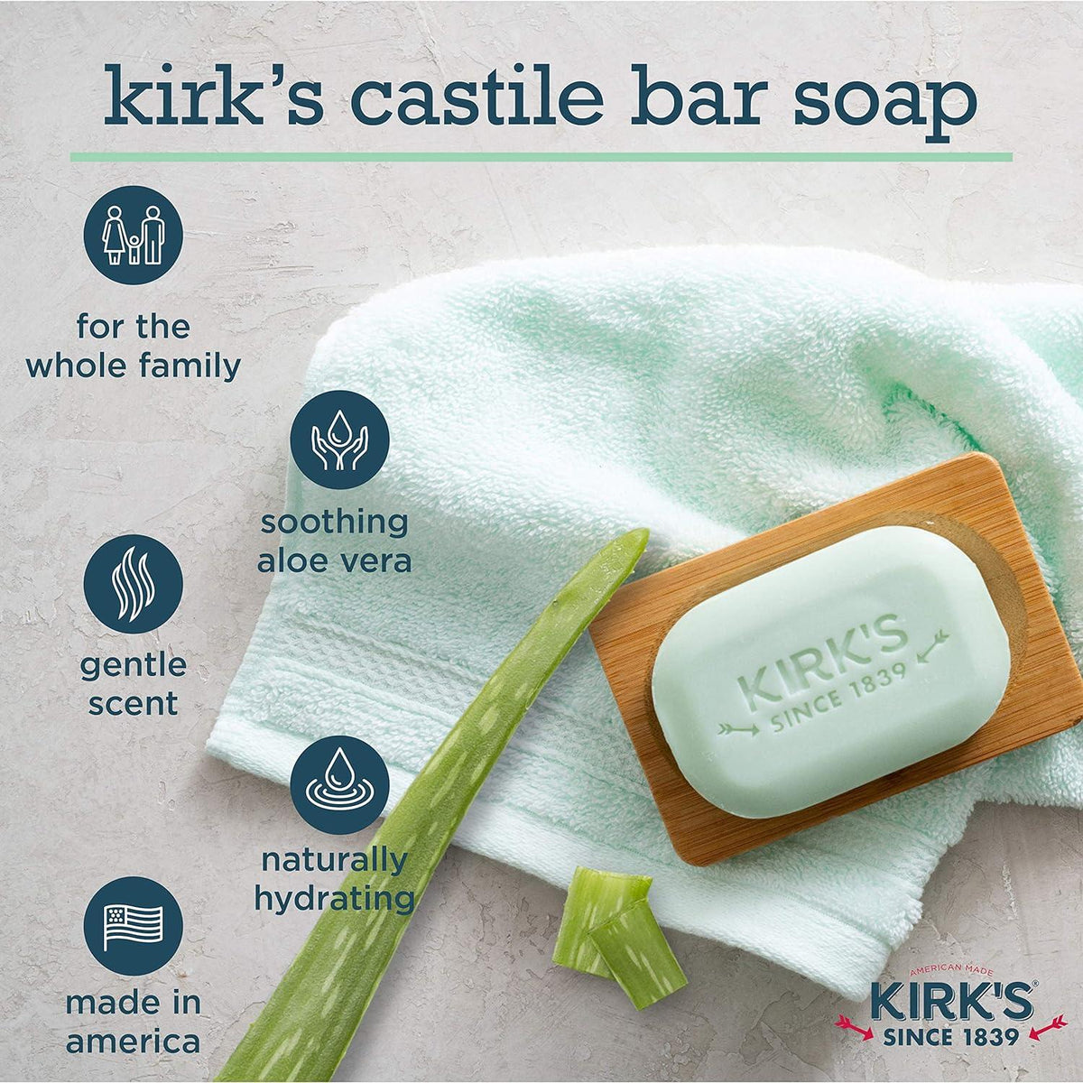 Kirk's Aloe Vera Castile Soap - Pack of 3
