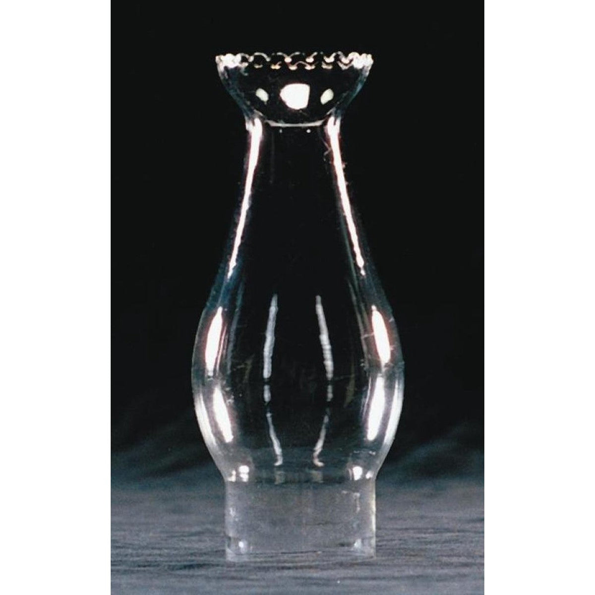 Clear Oil Lamp Crimp-Top Chimney - 2" base