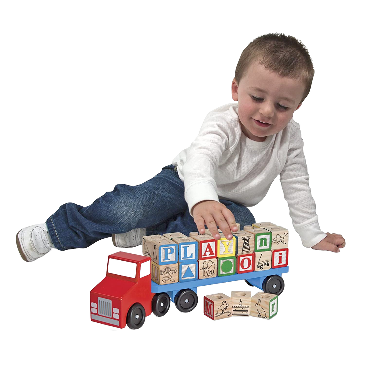 Melissa & Doug Alphabet Blocks Wooden Truck