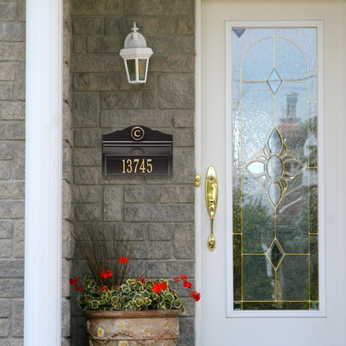 Whitehall Custom Wall Mount Mailbox - Black/Gold