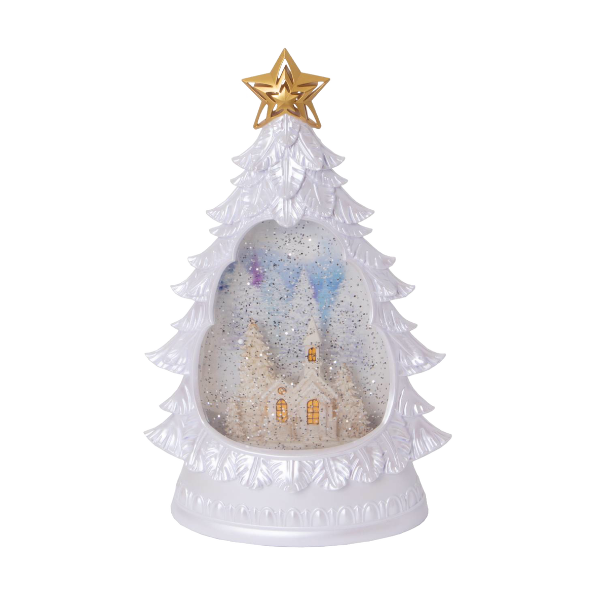 Shimmer Christmas Tree Water Globe with Timer