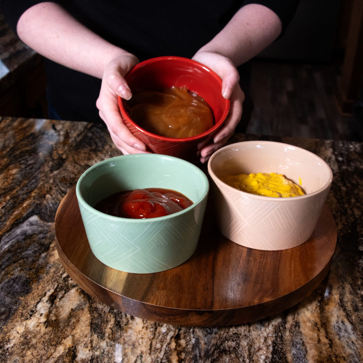 Thirstystone 12" Lazy Susan Turntable with Condiment Bowls