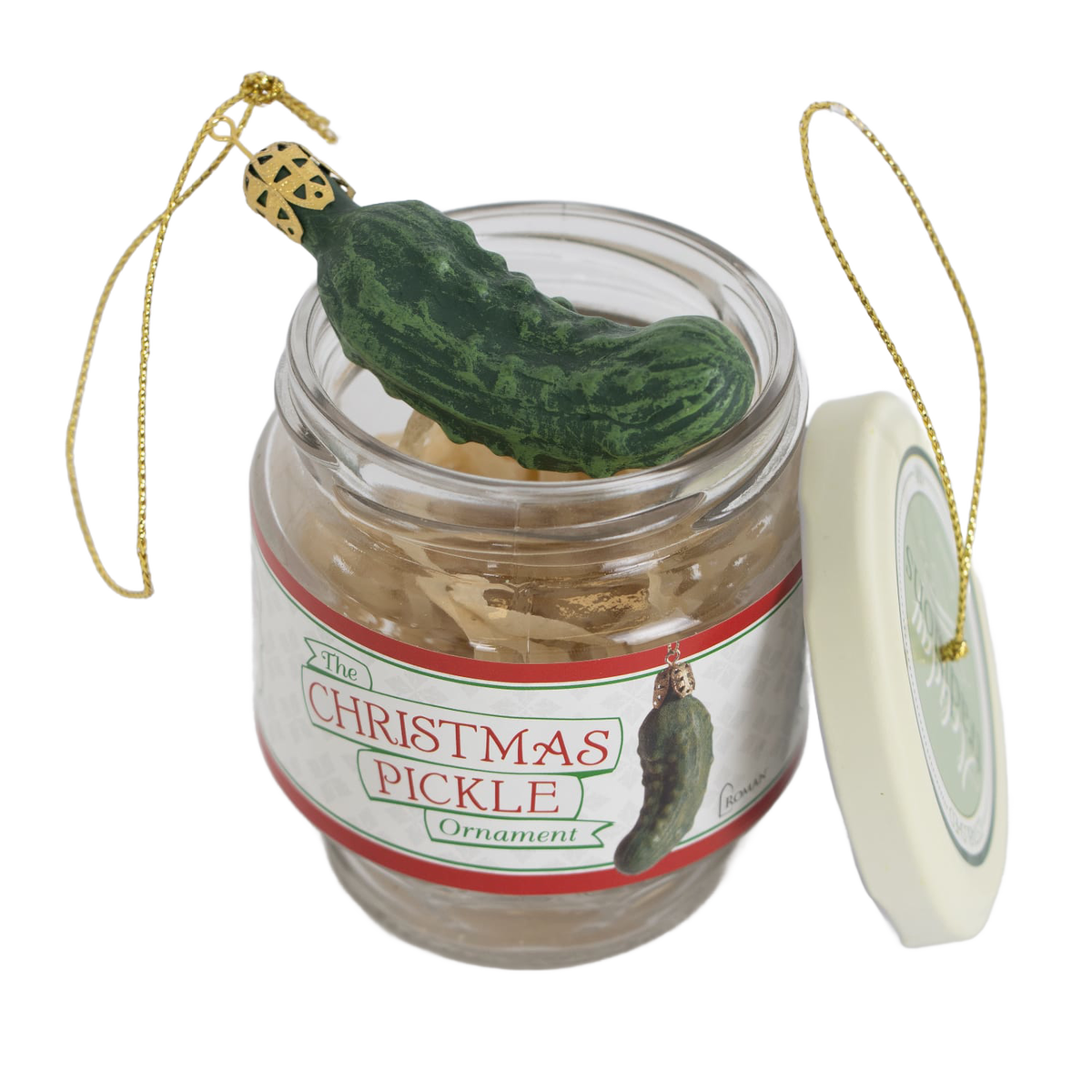 Christmas Pickle in Glass Jar Ornament Set