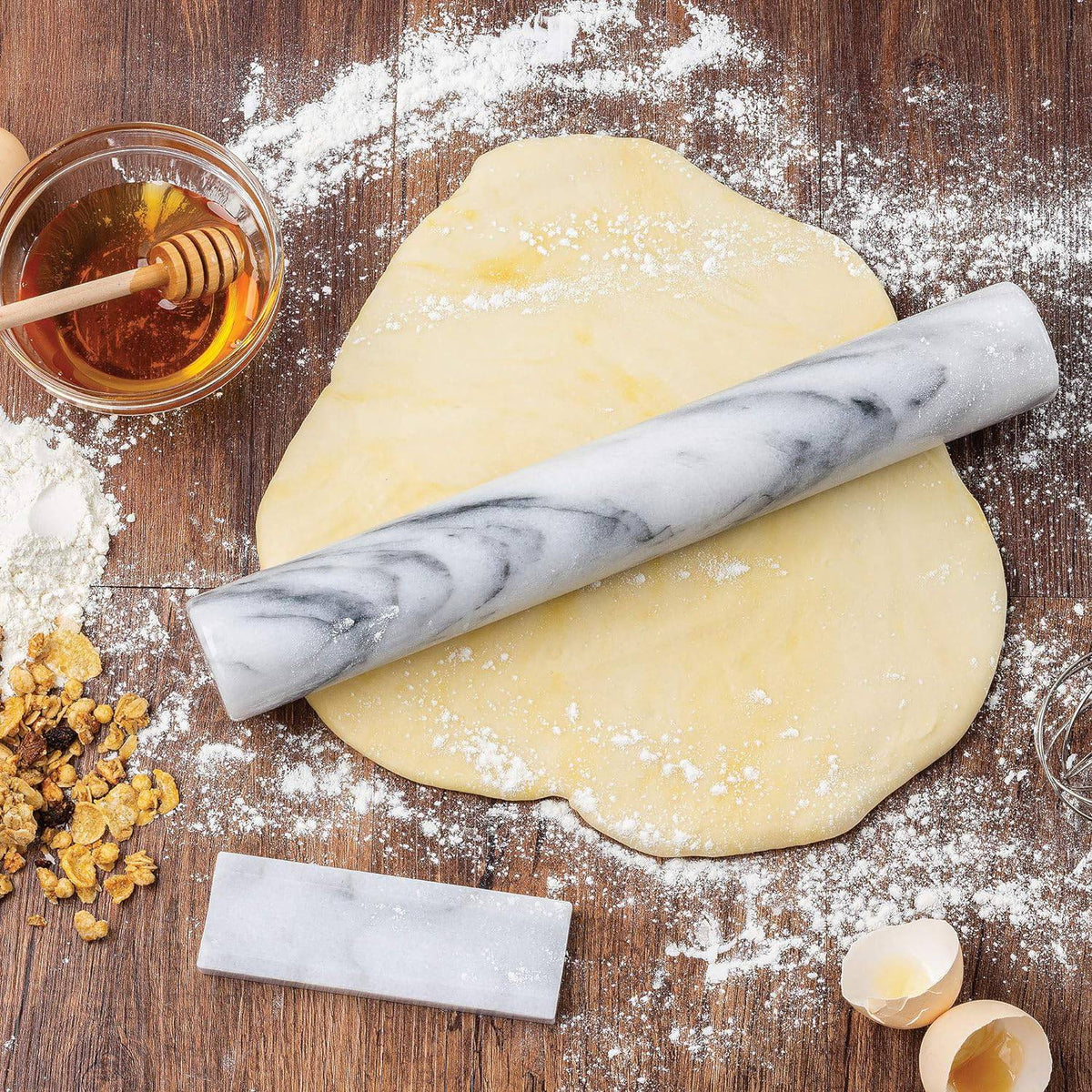 Marble French Rolling Pin with Stand - 11.75"L