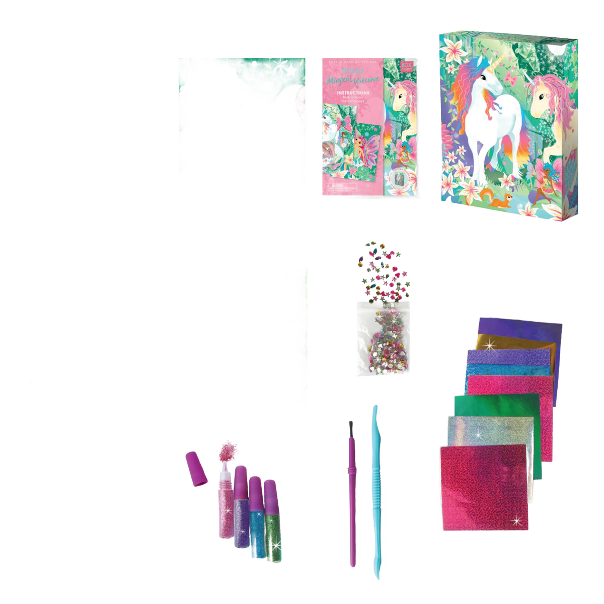 BOX CANDIY Unicorns Glitter and Foil Art Set