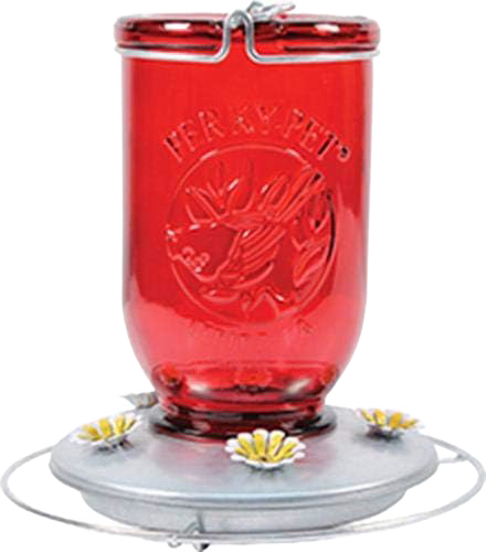 Red Mason Jar Hummingbird Feeder