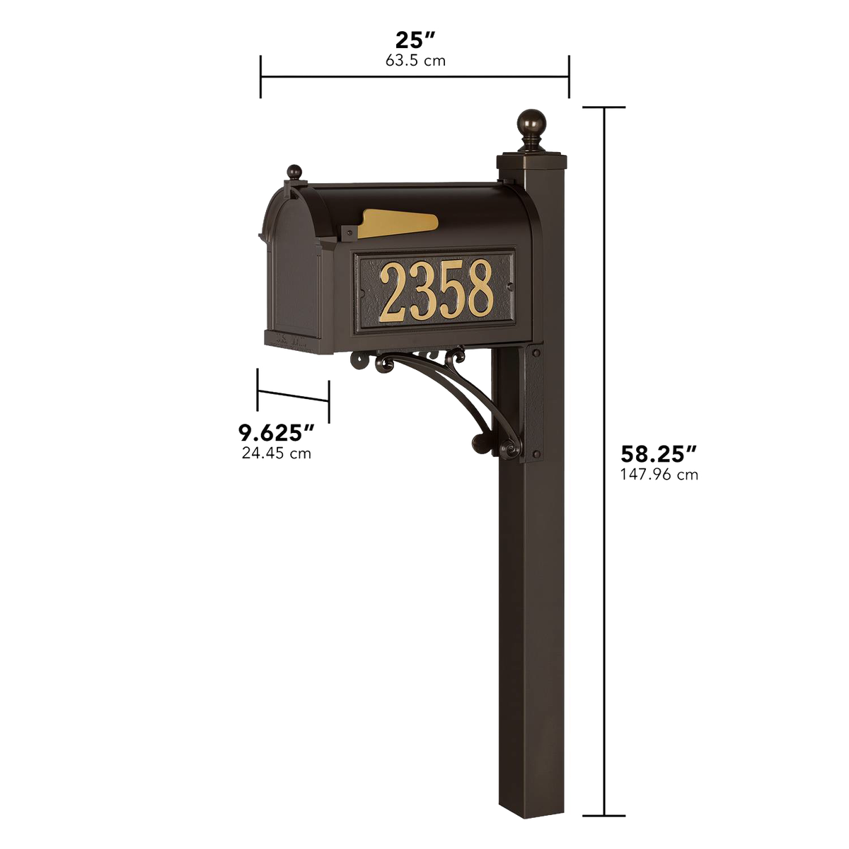 Whitehall Custom Capitol Mailbox - Bronze/Gold
