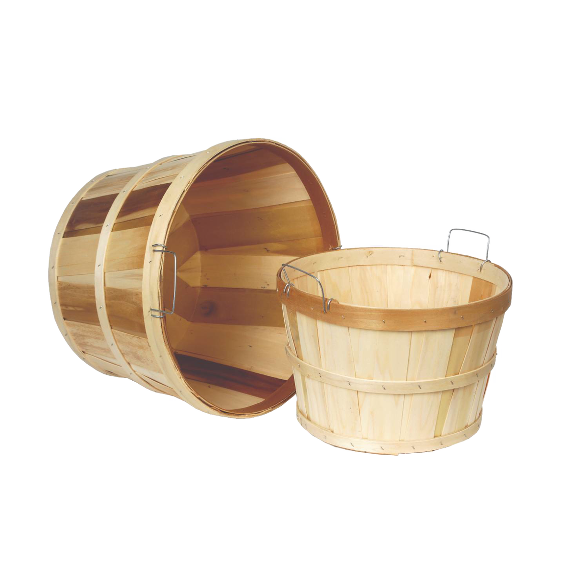 Old-Time Poplar Half and Full Bushel Basket Set