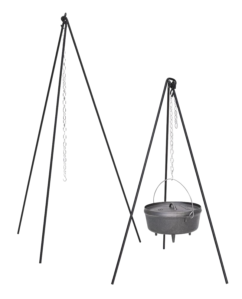Tripod with Chain for Cast Iron Cookware Over an Open Fire