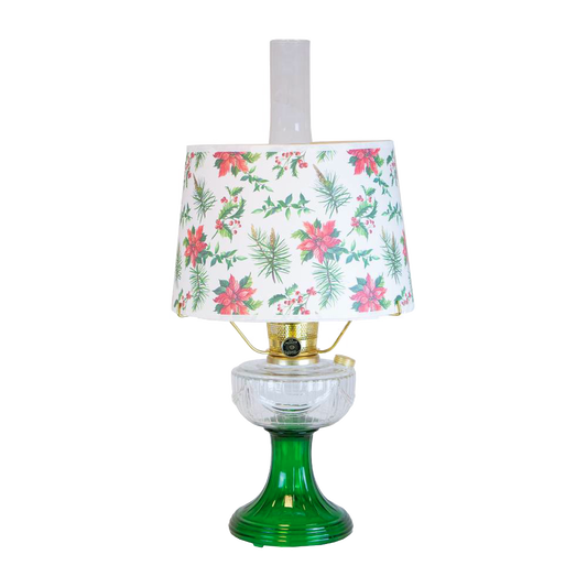 Aladdin Clear Over Emerald Lincoln Drape Lamp with Holly Jolly Shade