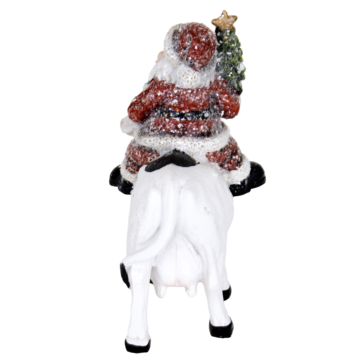 Santa and Cow Christmas Figurine - 6"