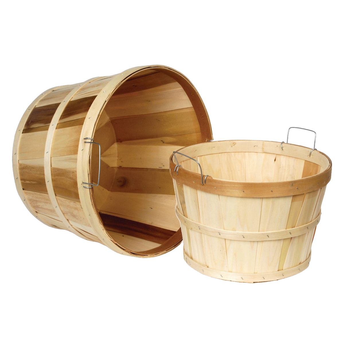Old-Time Poplar Half and Full Bushel Basket Set