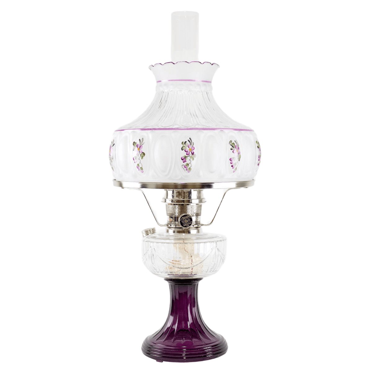 Aladdin Glass Lincoln Drape Oil Lamp (Optional Rose Shade)