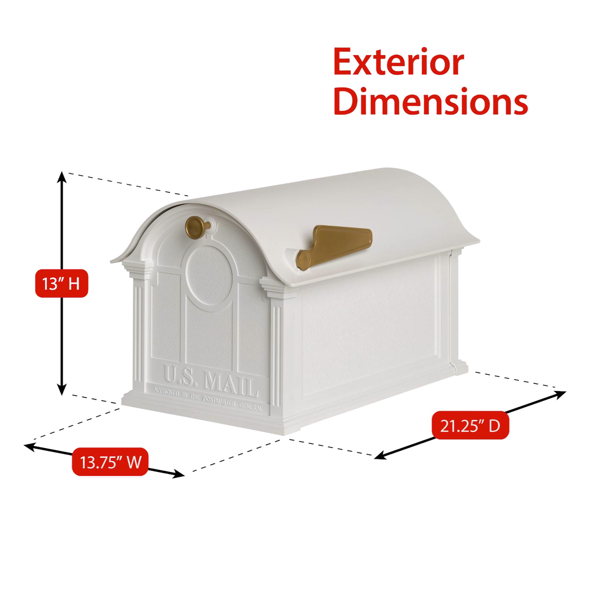 Whitehall Monogram Balmoral Mailbox - White/Gold