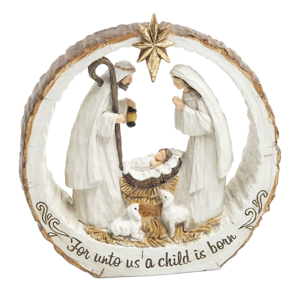 Resin Bark Slice Nativity Scene - 6.89"