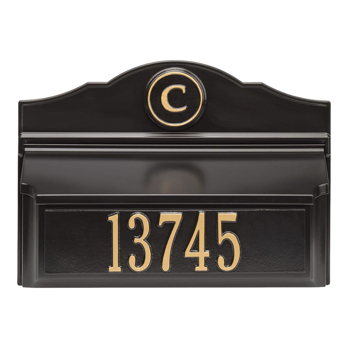 Whitehall Custom Wall Mount Mailbox - Black/Gold
