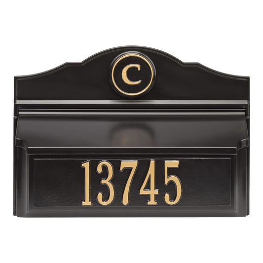 Whitehall Custom Wall Mount Mailbox - Black/Gold