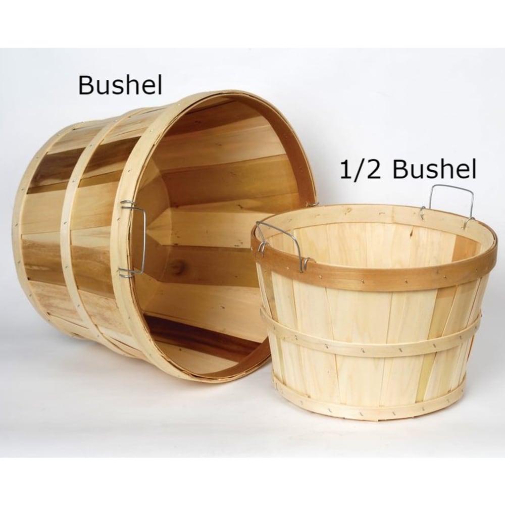 Old-Time Poplar Half and Full Bushel Basket Set