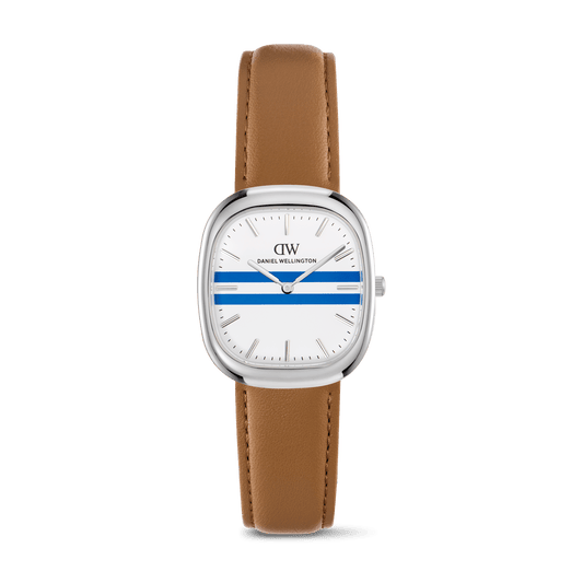 Cort Tan Brown Leather White-Blue Silver