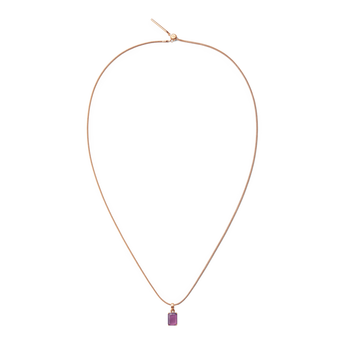 Amethyst Octagon Rose Gold Charm