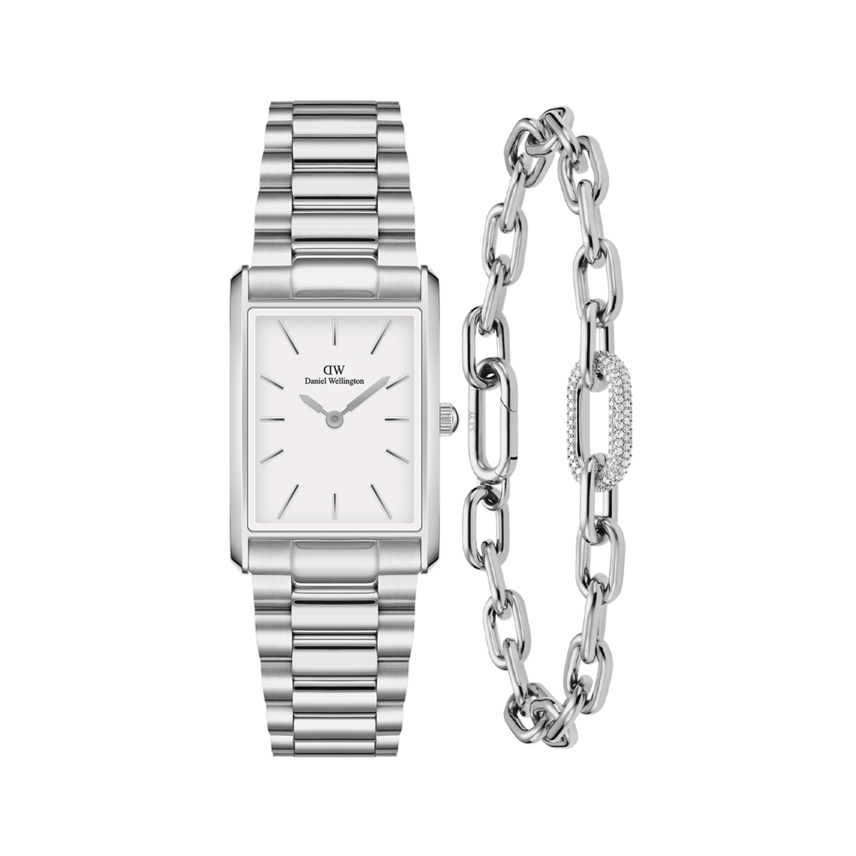 Bound 3 Link & Crystal Link Bracelet Silver
