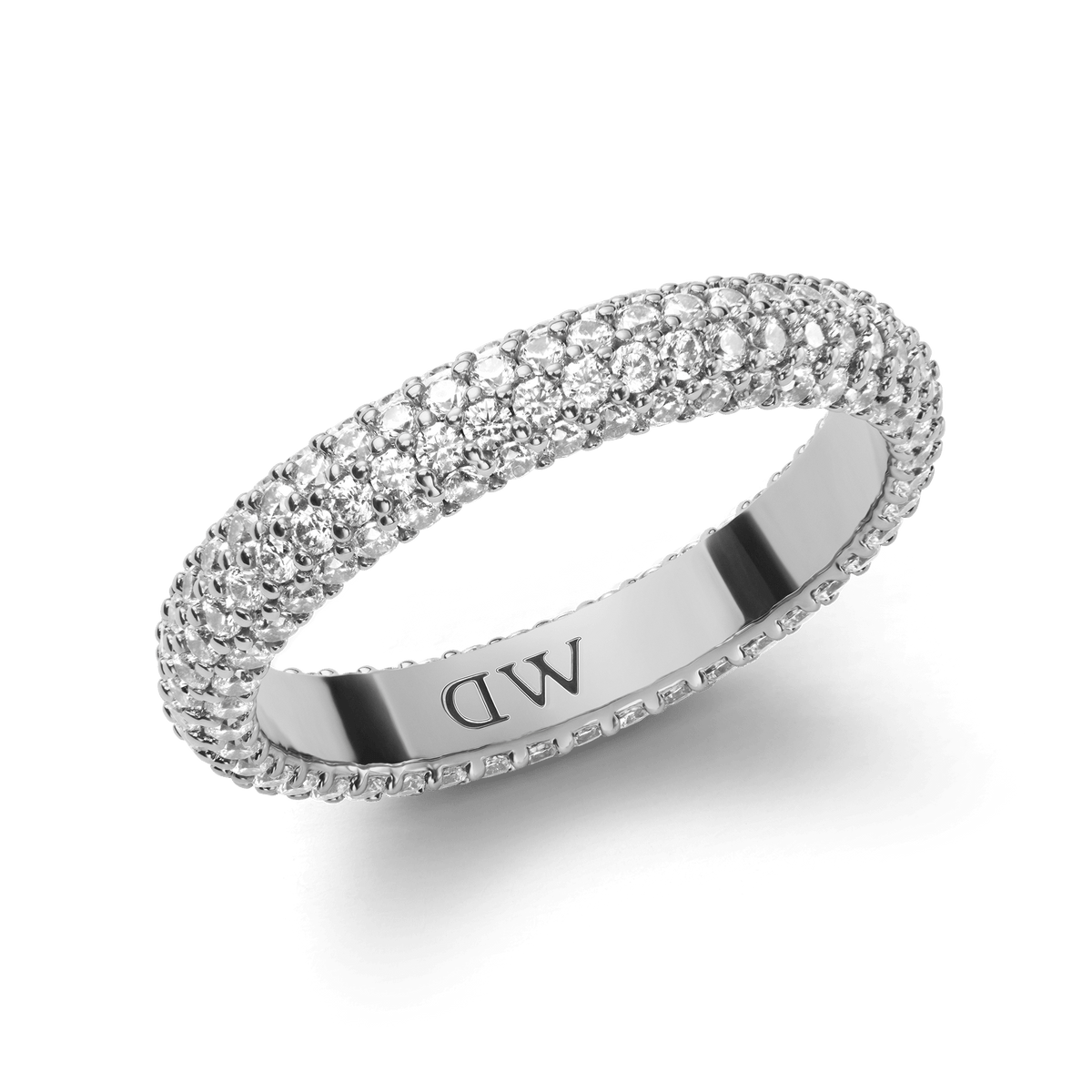 Pavé Crystal Ring Silver Set