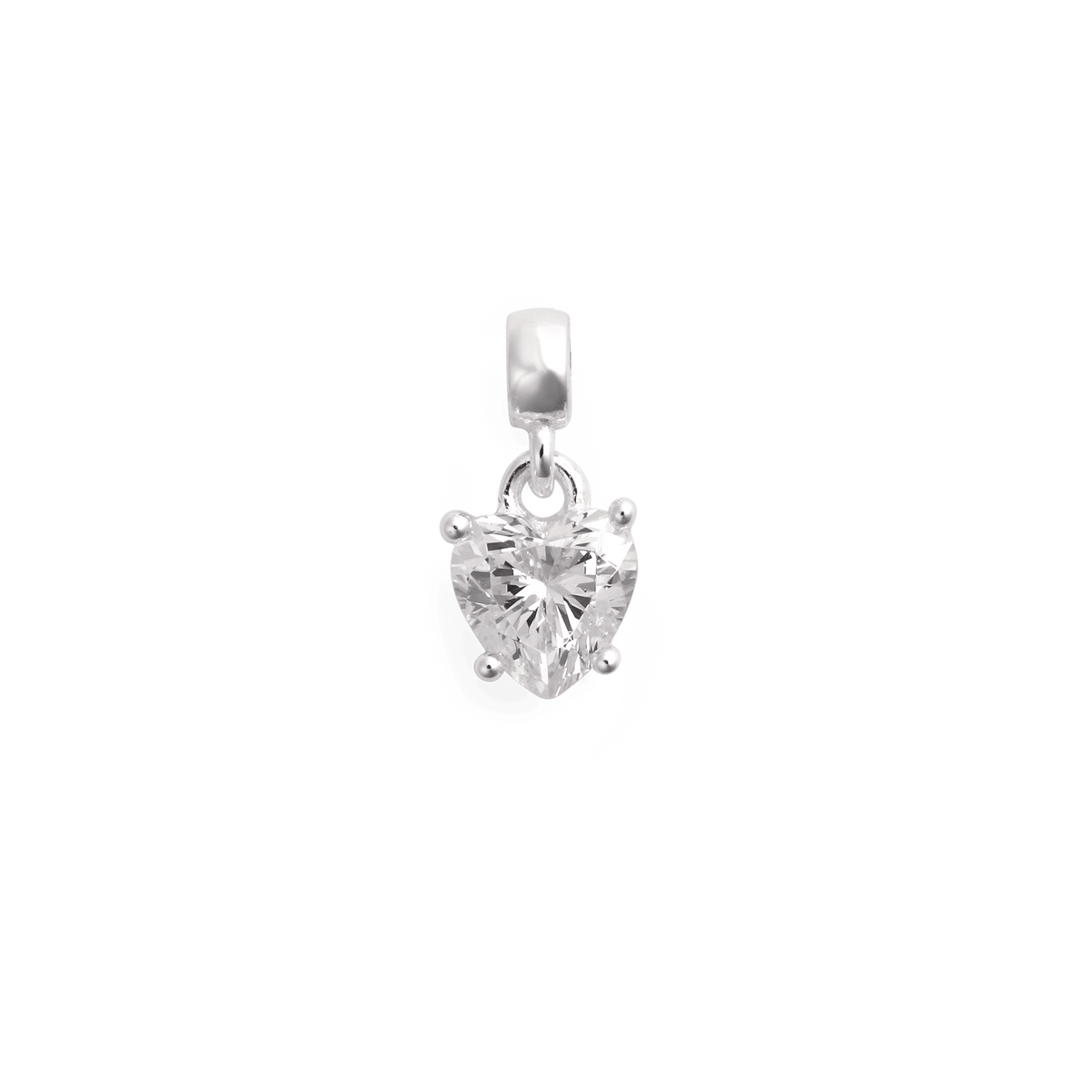 Heart White Crystal Charm S925 Sterling Silver